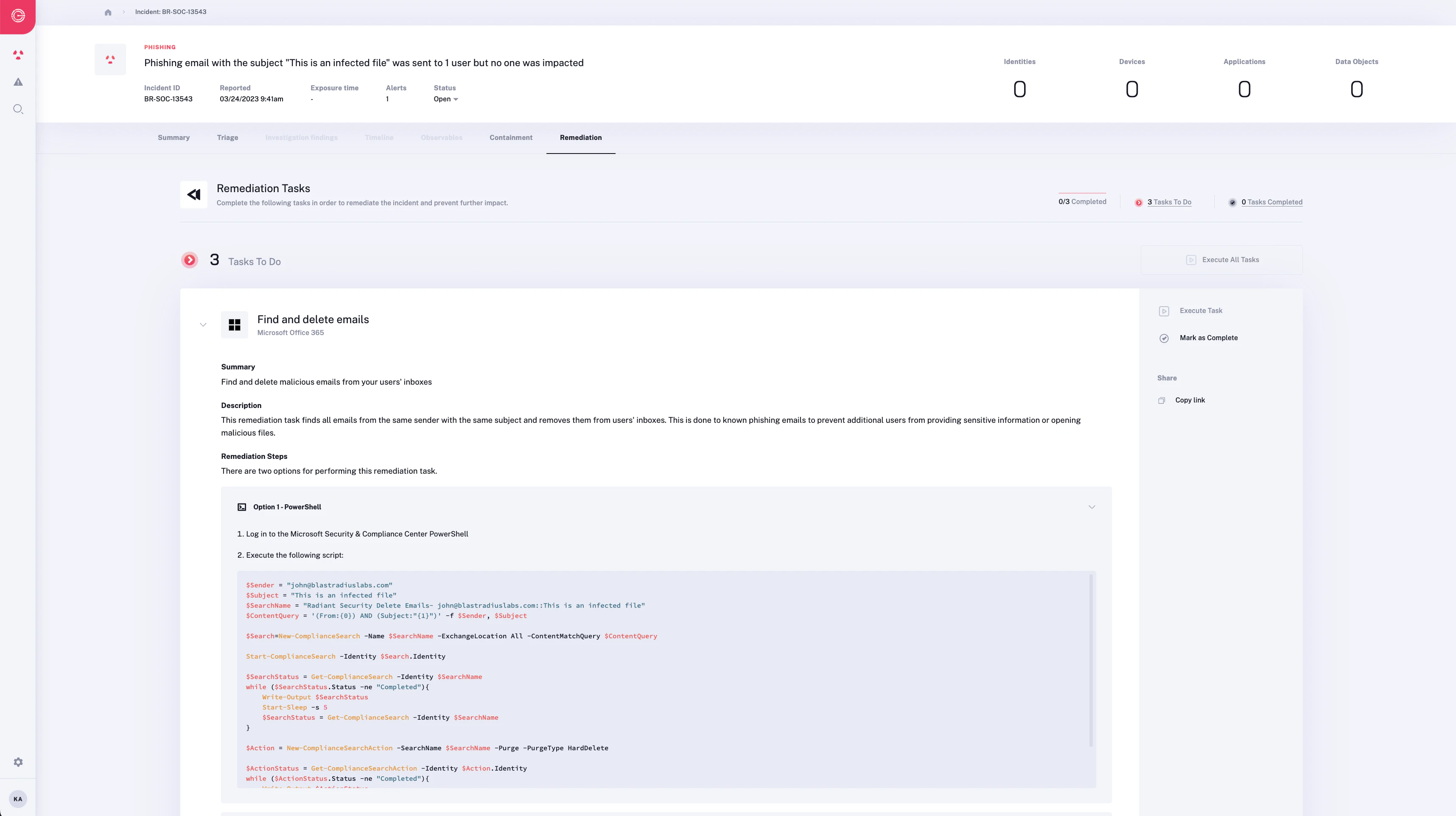 screenshot of Radiant Security